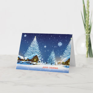 Cartes Pour Fêtes Annuelles Noël Pin neige arbres neige hiver Wonderland