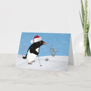 Cartes Pour Fêtes Annuelles Noël, Pingouin Jouer Au Golf