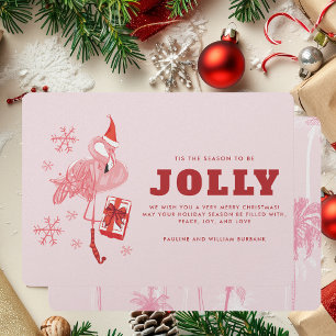Cartes Pour Fêtes Annuelles Noël Pink Flamant rose Tropical Beach