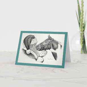 Cartes Pour Fêtes Annuelles Noël Pinto Paint Horse et Père Noël