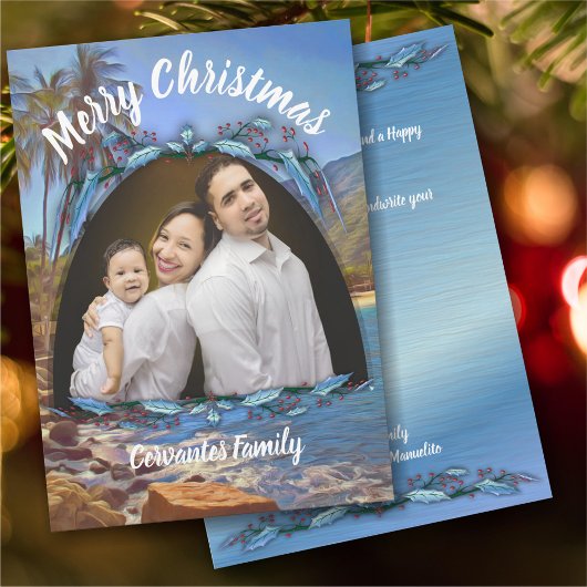 Cartes Pour Fêtes Annuelles Noël Plage Famille Salutation 761