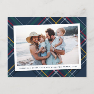 Cartes Pour Fêtes Annuelles Noël plaid classique marine tartan une photo