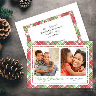 Cartes Pour Fêtes Annuelles Noël Plaid Horizontal 2 Photo