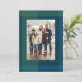 Cartes Pour Fêtes Annuelles Noël plaid simple marine photo verte (Debout devant)