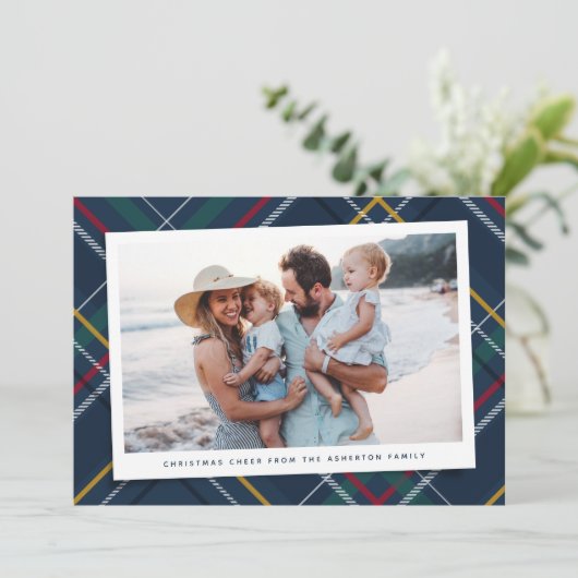 Cartes Pour Fêtes Annuelles Noël plaid une photo classique marine (Debout devant)