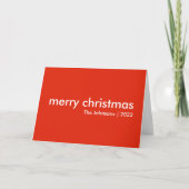 Cartes Pour Fêtes Annuelles Noël Plain | Nom rouge lumineux minimal moderne (Devant)