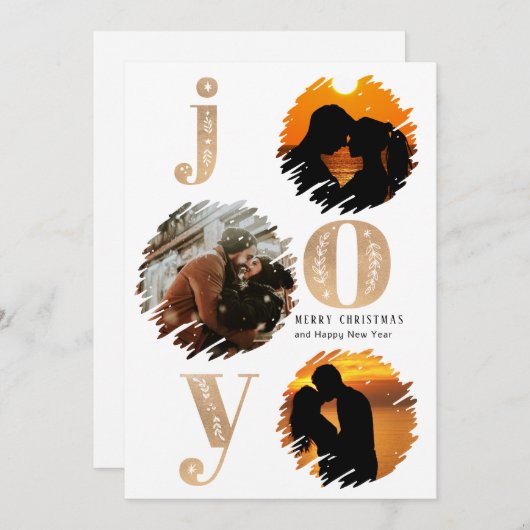 Cartes Pour Fêtes Annuelles noël plat Gold Elegant Modern Gold 3 photo (Devant / Derrière)