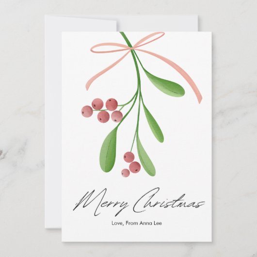 Cartes Pour Fêtes Annuelles Noël plat simple et élégant aux baies (Devant)