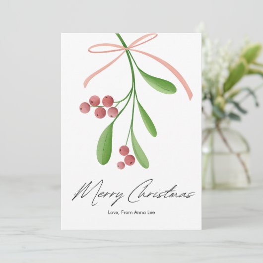 Cartes Pour Fêtes Annuelles Noël plat simple et élégant aux baies (Debout devant)