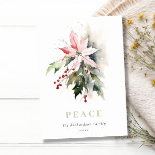 Cartes Pour Fêtes Annuelles Noël Poinsettia Berries Folithe Paix