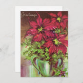 Cartes Pour Fêtes Annuelles Noël Poinsettia Flower Salutations (Devant / Derrière)