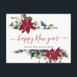 Cartes Pour Fêtes Annuelles Noël Poinsettia Mistletoe Salutation d'entreprise<br><div class="desc">Carte postale Noël Poinsettia Mistletoe Corporate Greeting Holiday.</div>