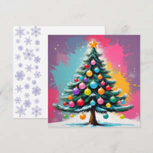 Cartes Pour Fêtes Annuelles Noël Pop Art avec des éclaboussures de couleurs