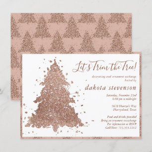 Cartes Pour Fêtes Annuelles Noël posh   Glam Rose Gold Tree Trim Party