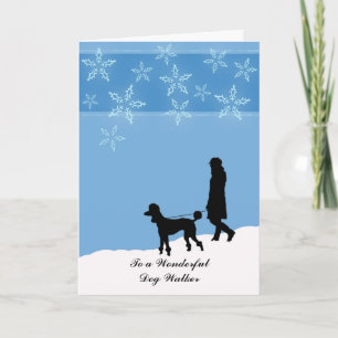 Cartes Pour Fêtes Annuelles Noël pour le marcheur de chien, caniche marchant