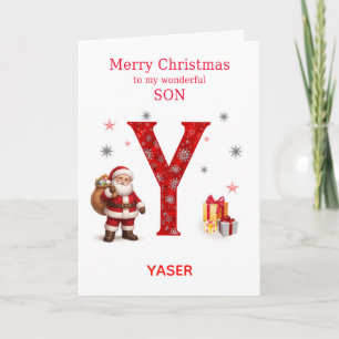 Cartes Pour Fêtes Annuelles Noël pour un fils Ajoutez un nom commençant par Y
