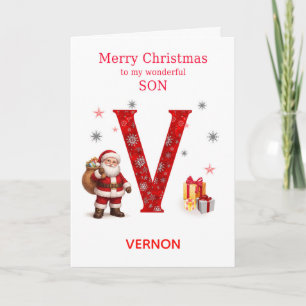 Cartes Pour Fêtes Annuelles Noël pour un fils - Ajoutez un prénom commençant p