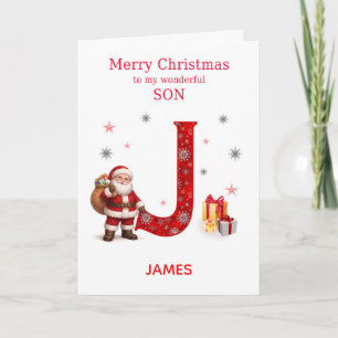 Cartes Pour Fêtes Annuelles Noël pour un fils - Ajoutez un prénom commençant p