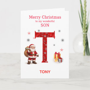 Cartes Pour Fêtes Annuelles Noël pour un fils - Ajoutez un prénom commençant p
