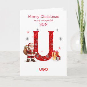 Cartes Pour Fêtes Annuelles Noël pour un fils - Ajoutez un prénom commençant p