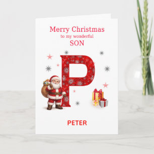 Cartes Pour Fêtes Annuelles Noël pour un fils - Ajoutez un prénom commençant p