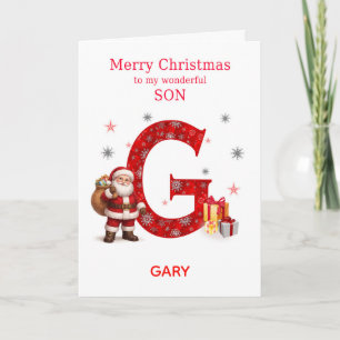 Cartes Pour Fêtes Annuelles Noël pour un fils Ajoutez un prénom commençant par