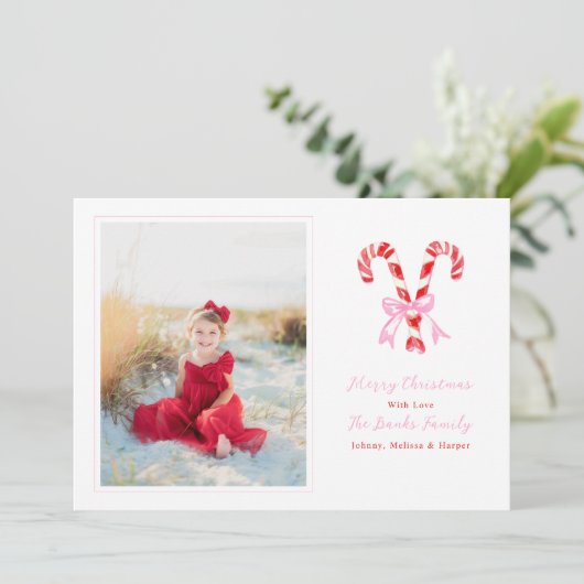 Cartes Pour Fêtes Annuelles Noël Préparatoire Aquarelle Canne à Sucre Rubans R (Debout devant)