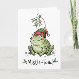 Cartes Pour Fêtes Annuelles Noël Pun Drôle de Crapaud sous le Gui