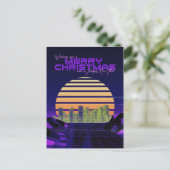 Cartes Pour Fêtes Annuelles Noël Purple Synthwave (Debout devant)
