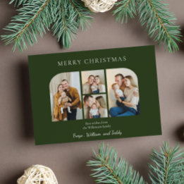 Cartes Pour Fêtes Annuelles Noël quatre famille photo minimaliste verte
