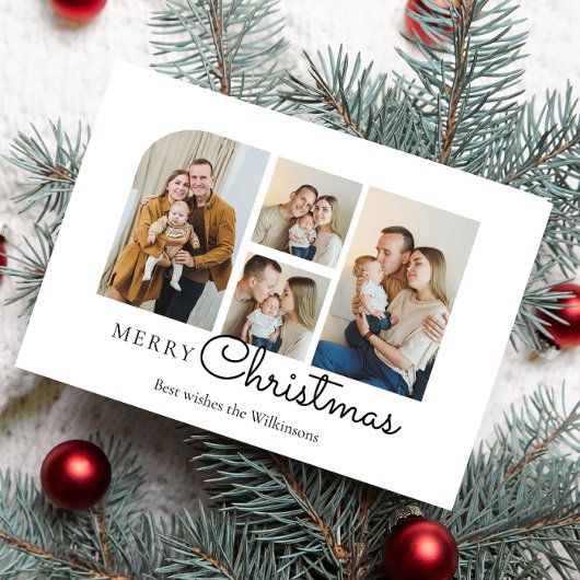 Cartes Pour Fêtes Annuelles Noël quatre photo famille minimis xmas