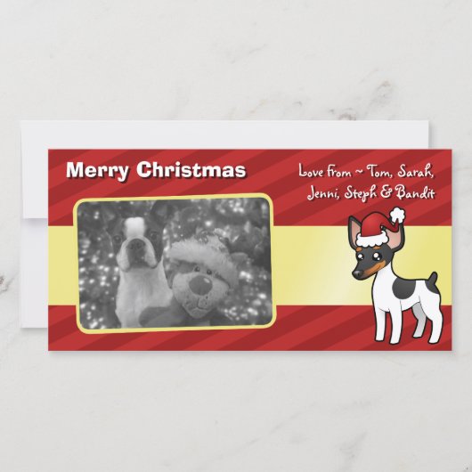Cartes Pour Fêtes Annuelles Noël Rat Terrier / Toy Fox Terrier (Devant)