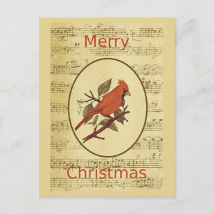 Cartes Pour Fêtes Annuelles Noël Red Bird Cardinal Music