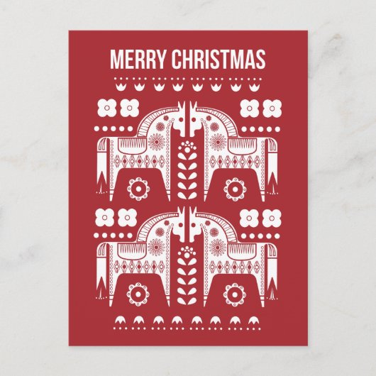 Cartes Pour Fêtes Annuelles Noël Red Reindeer Forêt scandinave nordique (Devant)
