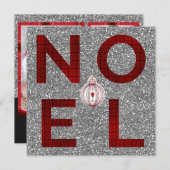 Cartes Pour Fêtes Annuelles Noel Red Tartan Plaid Silver Parties scintillant p (Devant / Derrière)