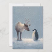 Cartes Pour Fêtes Annuelles Noël Reindeer et Penguin (Devant)