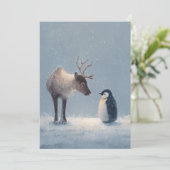 Cartes Pour Fêtes Annuelles Noël Reindeer et Penguin (Debout devant)