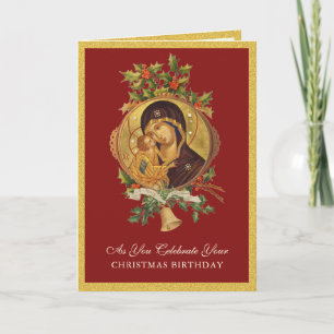 Cartes Pour Fêtes Annuelles Noël religieux Anniversaire Jésus Marie Écriture