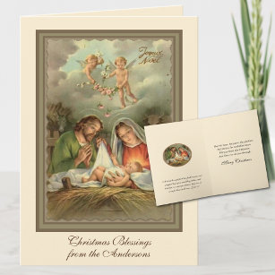 Cartes Pour Fêtes Annuelles Noël religieux Jésus Saint Joseph Vierge Marie