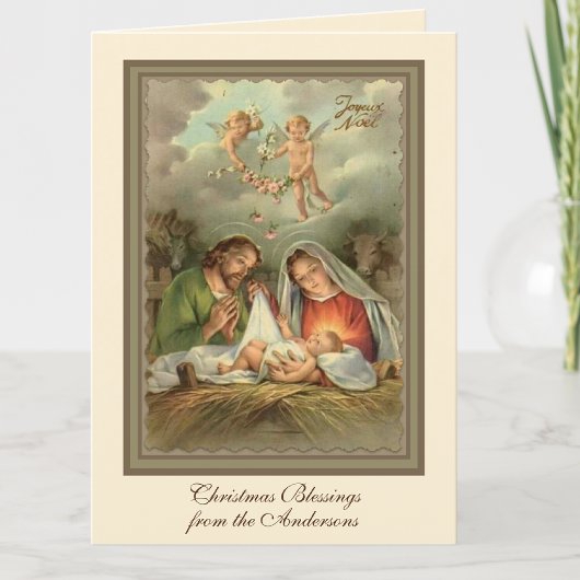 Cartes Pour Fêtes Annuelles Noël religieux Jésus Vierge Marie Saint Joseph