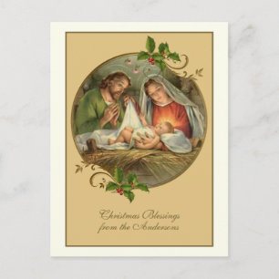 Cartes Pour Fêtes Annuelles Noël religieux vintage Jésus Marie Joseph