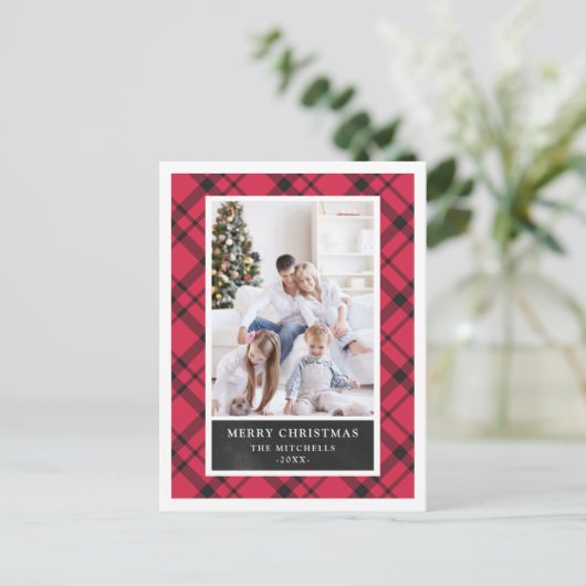 Cartes Pour Fêtes Annuelles Noël rempli | Deux photos en rouge et noir (Debout devant)