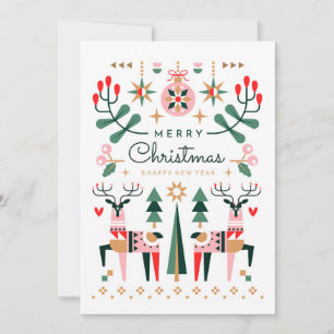 Cartes Pour Fêtes Annuelles Noël Renne Géométrique
