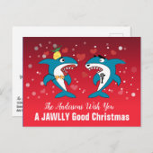 Cartes Pour Fêtes Annuelles Noël Requin (Devant / Derrière)
