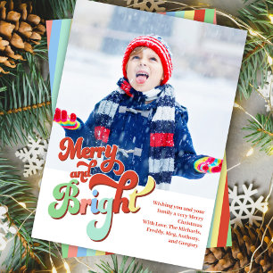 Cartes Pour Fêtes Annuelles Noël Retro Merry et Bright Photo