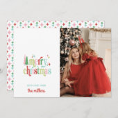 Cartes Pour Fêtes Annuelles Noël Retro Pastel | Joyeux Noël (Devant / Derrière)