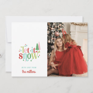 Cartes Pour Fêtes Annuelles Noël Retro Pastel Laisse-le neiger