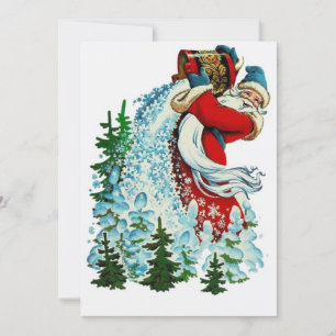 Cartes Pour Fêtes Annuelles Noël rétro Père Noël faire la neige