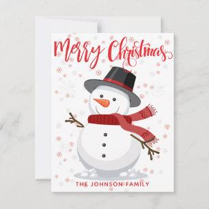 Cartes Pour Fêtes Annuelles Noël Rétro Vintage Bonhomme de Neige Avec Cadeaux