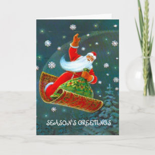 Cartes Pour Fêtes Annuelles Noël rétro Vintage, Père Noël moquette magique